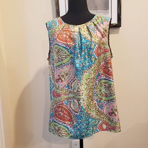 Talbot's funky colorful paisley blouse